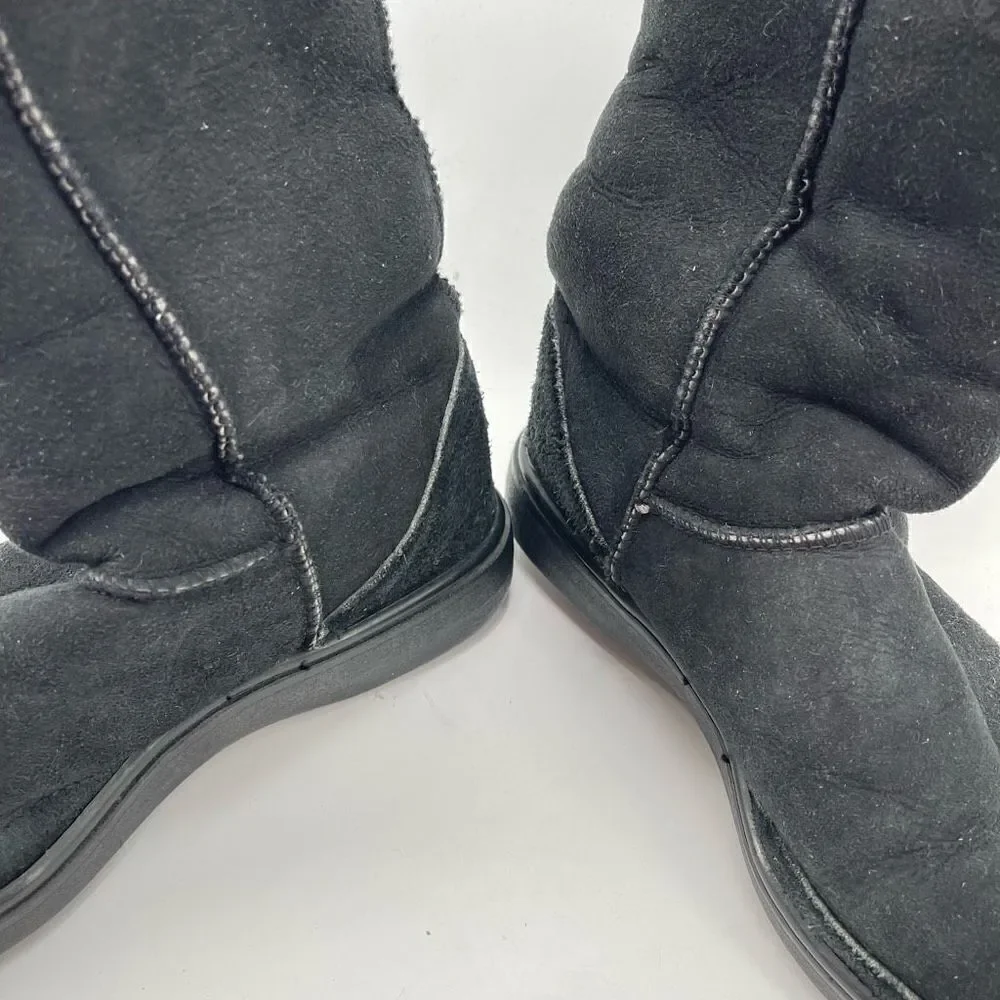 UGG Australia Womens Boots Suede Sheepskin Lined Mid Calf Leather Black M8-L9